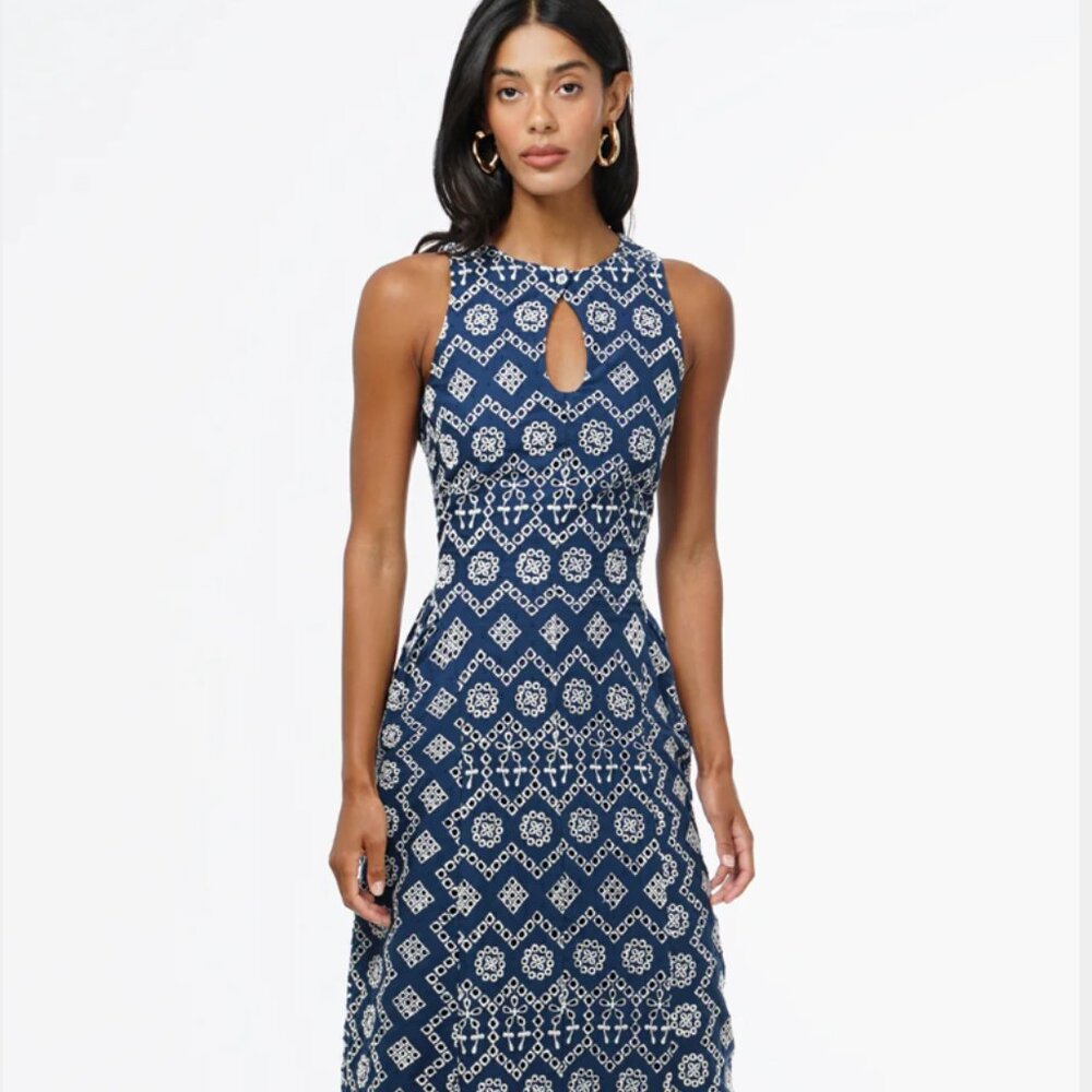 Soraia Cotton Eyelet embroidered Midi Dress